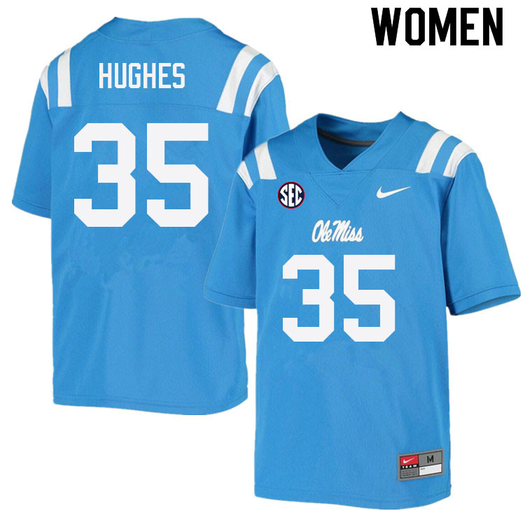 Reginald Hughes Ole Miss Rebels NCAA Women's Powder Blue #35 Stitched Limited College Football Jersey UHP8658GN